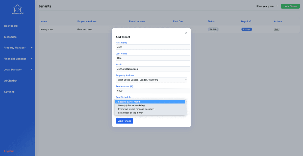 Add Tenants Preview